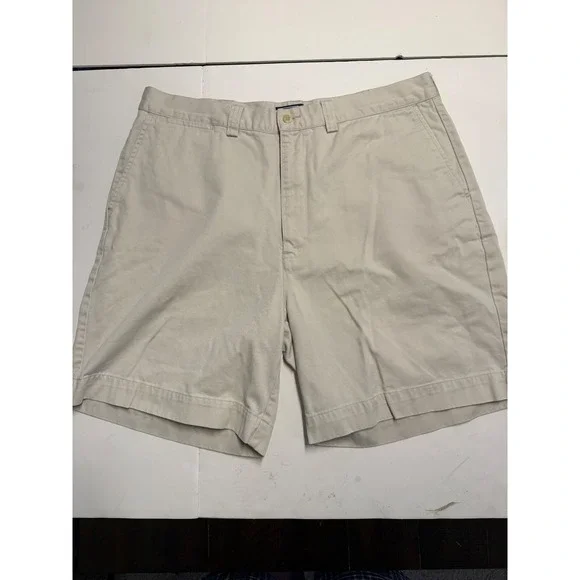 Polo Ralph Lauren Mens Tan Khaki Chino Shorts Cotton Twill Flat Front Size 38