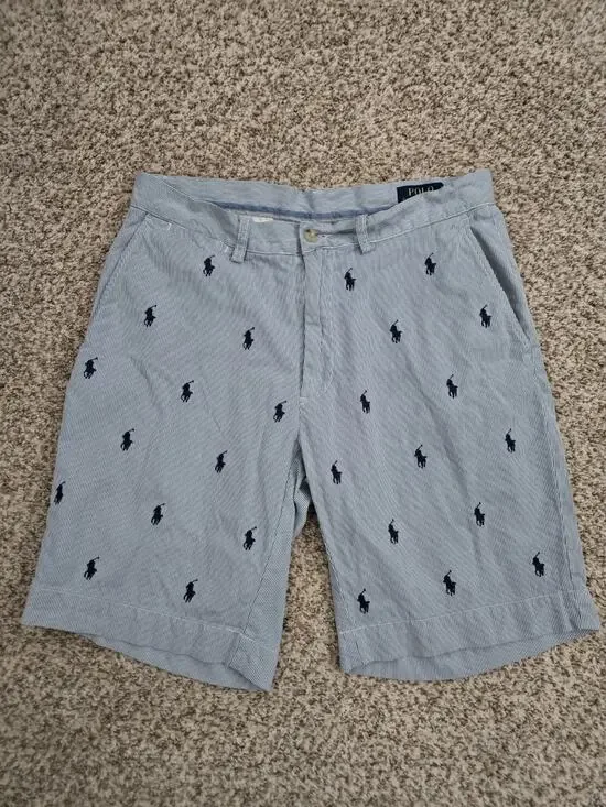 POLO RALPH LAUREN Men's All Over Pony Pinstripe Classic Fit 9” Shorts Size 31
