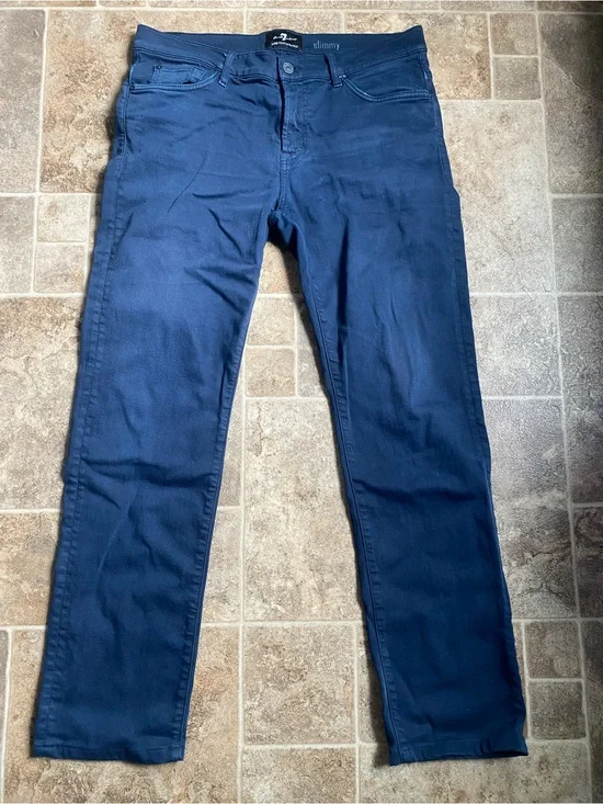 7 For All Mankind Luxe Performance Slimmy V Jeans Mens 34x30 Dark Blue