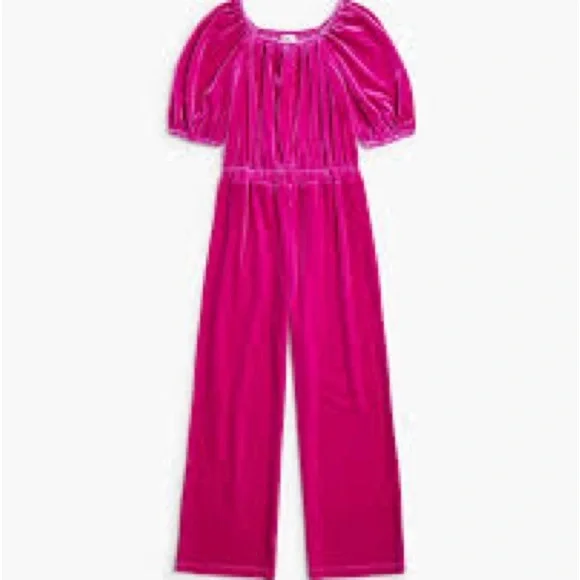 Crewcuts Vibrant Pink Velvet Jumpsuit Easter outfit