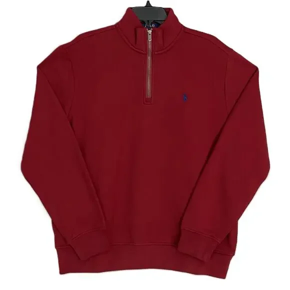 Polo by Ralph Lauren Men's Burgundy Half-Zip Sweatshirt