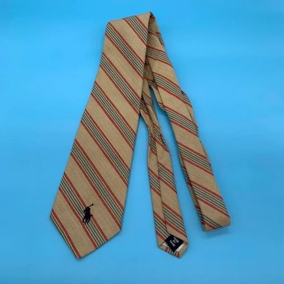 Vintage Polo by Ralph Lauren Striped Pony Logo Preppy Men's Classic Neck Tie