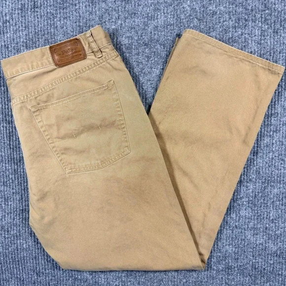 Polo Ralph Lauren Mens Tan Khaki Authentic Dungarees Straight Leg Pants 38x30