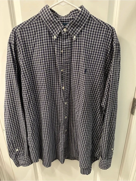 Polo by Ralph Lauren Navy & White Plaid Button-Down Shirt
