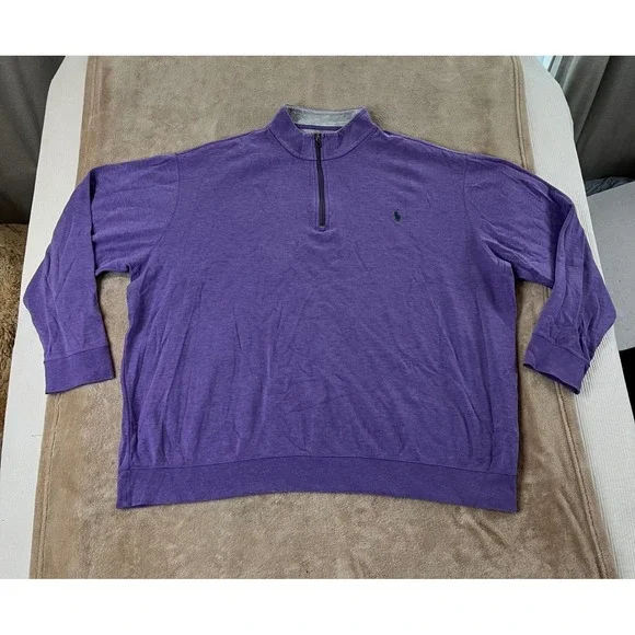 Polo Ralph Lauren Pullover 1/4 Zip Men's 3XB Big Purple Heather Quarter Zip EUC