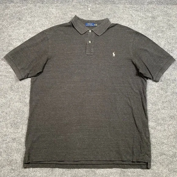 Polo‎ Ralph Lauren Men 2XLT Charcoal Heather Grey Short Sleeve Polo Shirt Tall