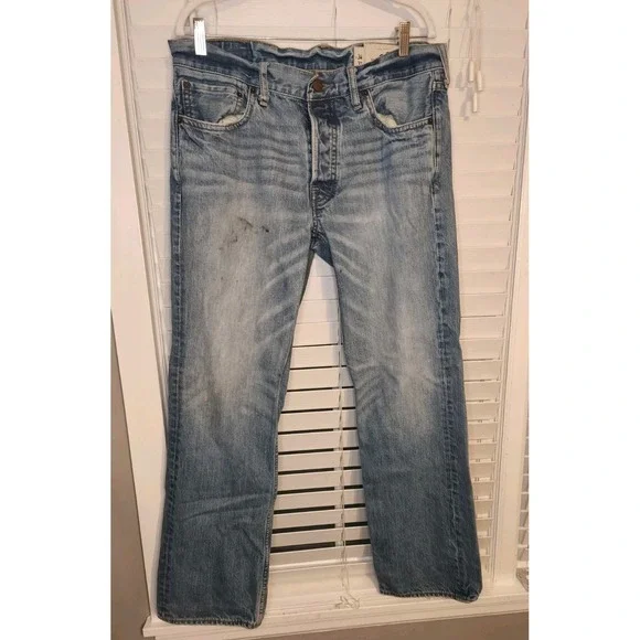 Hollister Jeans Mens 34X32 Blue The‎ Boot Distressed Bootcut Buttons Grunge Y2K
