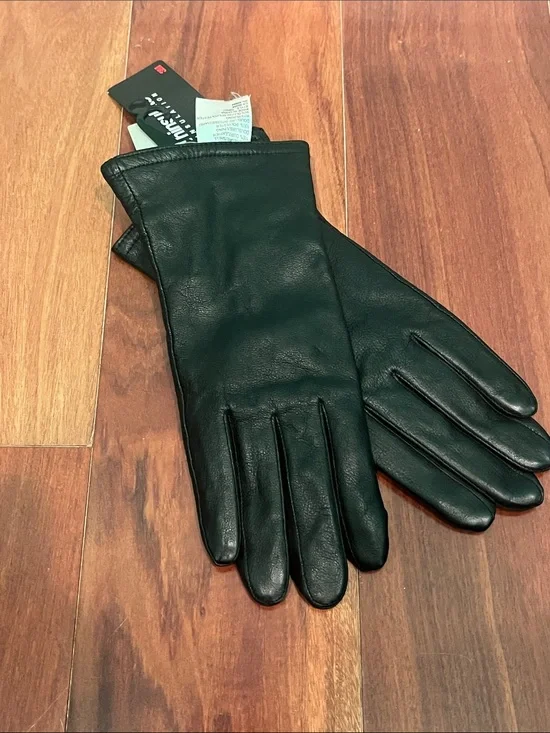 NWT Thinsulate Black Leather Women's Gloves Size 7.5