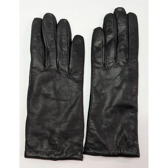 Leather Gloves Women 6.5 Black Fair Cashmere Lined Made in France