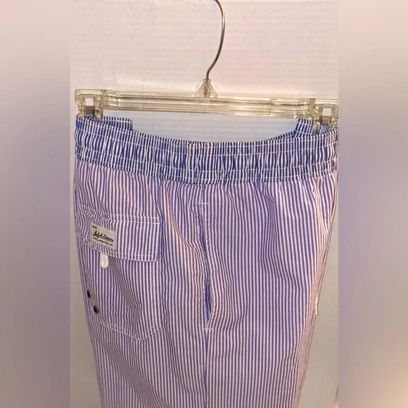 Ralph Lauren Men’s Draw String Swim Trunk Lavender & contrasting Blue stripe L