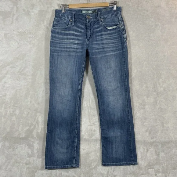 BKE Aiden Bootleg Jeans Mens 30S (30x29) Blue Medium Wash Bootcut Denim