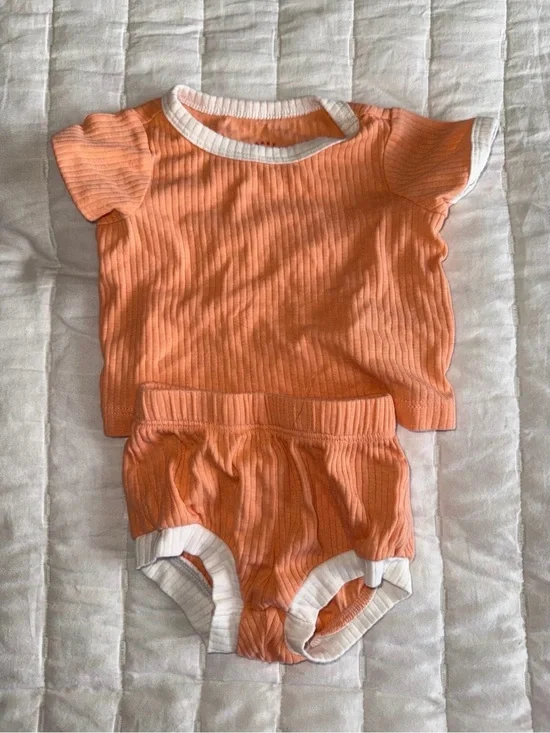 Baby Cat & Jack Ribbed 2 Piece Peach Outfit Set Newborn NB