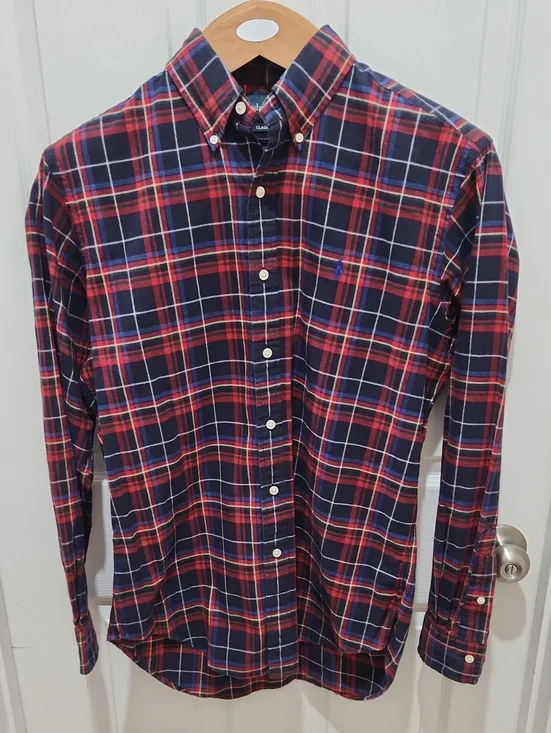 Ralph Lauren Navy, Red, Green and White Plaid Button-Down Shirt