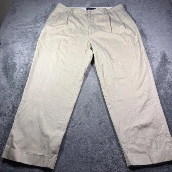 Polo Ralph Lauren Hammond Pant Mens 40x29 Tan Khaki Pleated Cuffed Chino Trouser