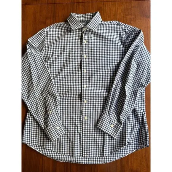 Polo Ralph Lauren Men's Navy and White Gingham Button-Down Shirt - Size XL