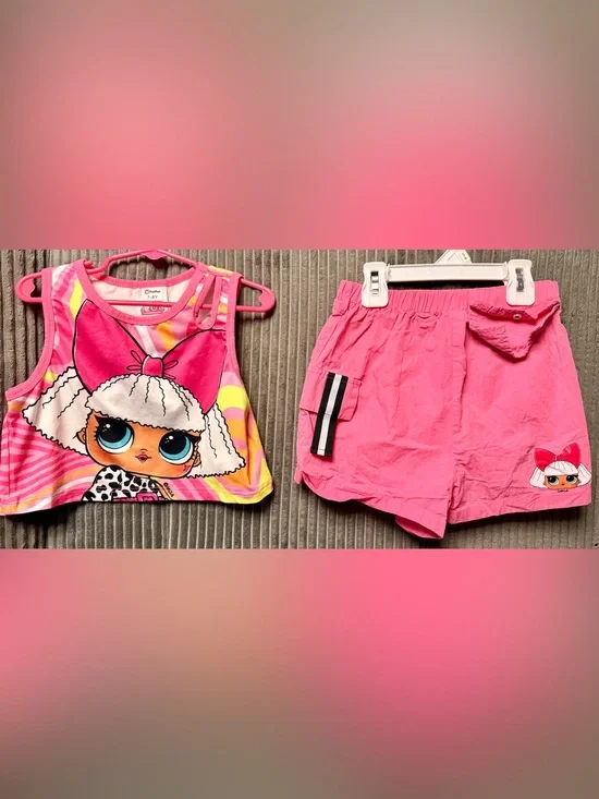 L.O.L. Surprise! Girls Pink Graphic Tank & Shorts Matching Set