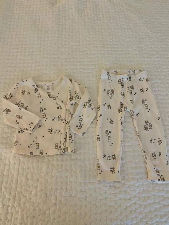 NWOT Hanna Andersson Disney Winnie the Pooh Cotton Kimono Top & Pants Set 18-24M