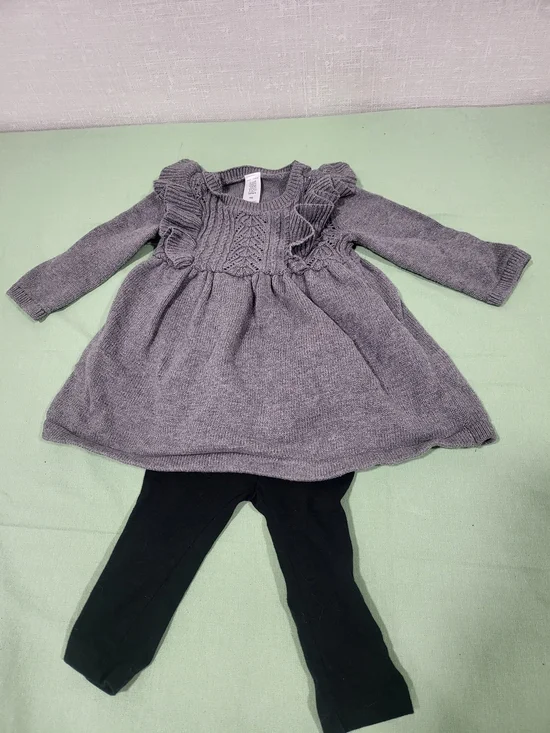 Carter's Gray Knit Ruffle Shoulder Dress Top- So Soft- NWOT