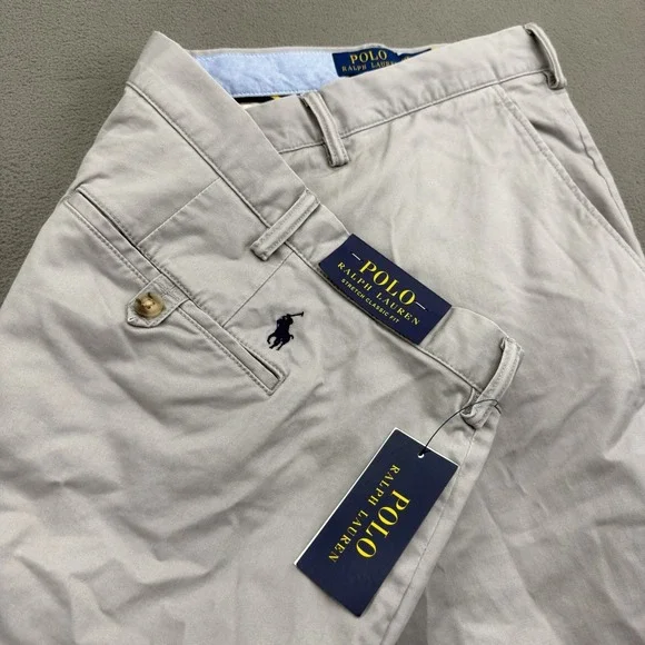 Polo Ralph Lauren Classic Fit Chino Pants Mens 46x34 Gray Stretch Cotton Twill