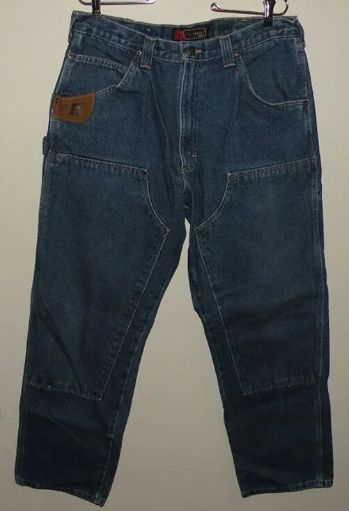 Wrangler Riggs Men’s Double Front Utility Jeans 36 x 32 Blue Dura Shield Susp.