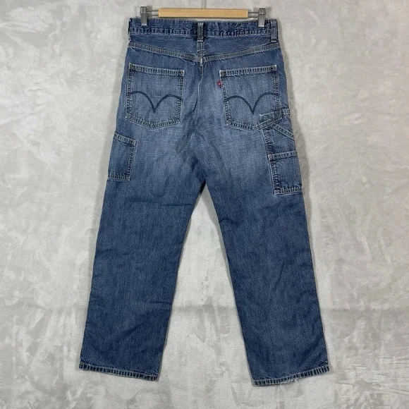 Vtg Levis Carpenter Jeans Mens 30x30 Loose Straight Y2K 2004 Faded Distressed