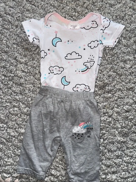CozyClouds Pink & Gray Kids Pajama Set