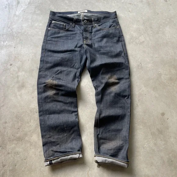 Naked & Famous Left Hand Twill Selvedge Raw Denim Jeans Indigo Mens 34 x 30
