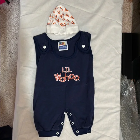 UVA Lil Wahoo Navy Romper and hat