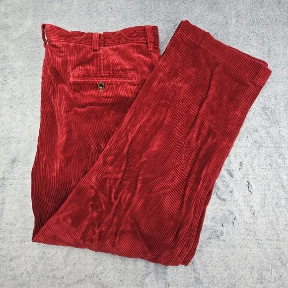 Polo Ralph Lauren Preston Pant Mens 38x30 Red Corduroy Wide Wale Trousers