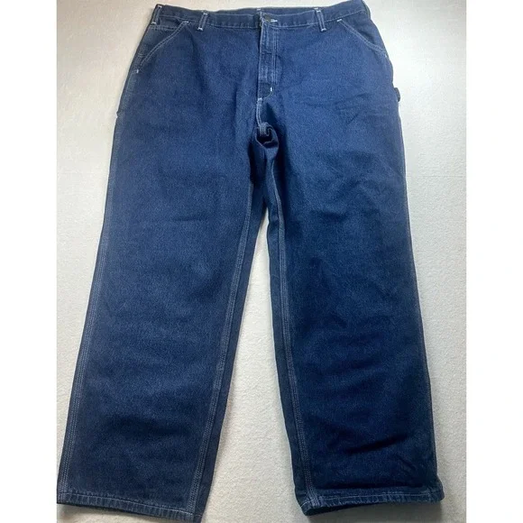 Carhartt Men's Jeans 42x30 Blue‎ Denim Dungaree Work Pants Straight