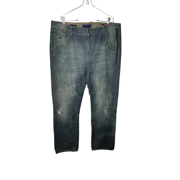 SYN Men's‎ Jeans Prankster Straight Fit Trousers Cotton Hi-Rise Dirty Blue 40X34