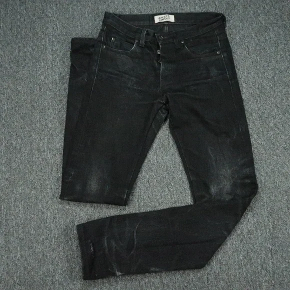Naked Famous Denim Jeans Men 30x35 Black Super Guy Elephant 7 El Diablo Selvedge