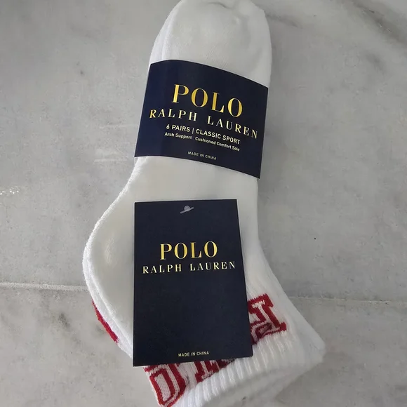 Polo by Ralph Lauren White Athletic Socks
