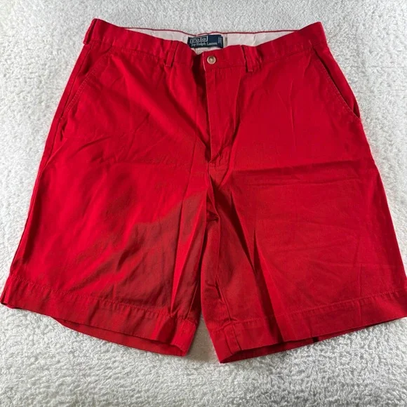 Y2K Polo Ralph Lauren Solid Red Chino Shorts Men's Size 34 Waist 10