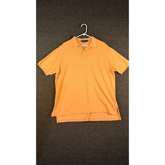 Polo Ralph Lauren Mens XL Orange Pique Cotton Short Sleeve Polo Shirt Turquoise