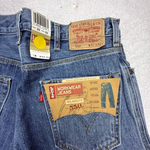 Vintage Levis 550 Relaxed Fit Denim Blue Jeans Mens 32x32 NWT NOS