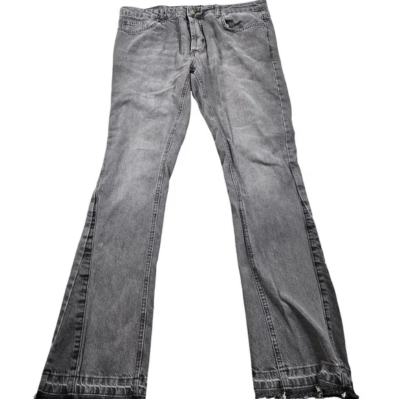 BoohooMAN Jeans Mens 37x34 (tag 36L) Gray Charcoal Wash Straight Leg Denim