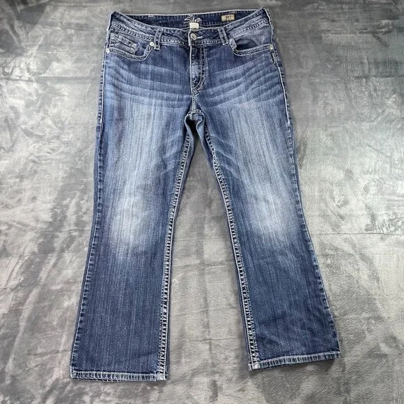 Silver Jeans Womens 36x29 Suki Boot Cut Blue Denim Thick Stitch Medium Wash