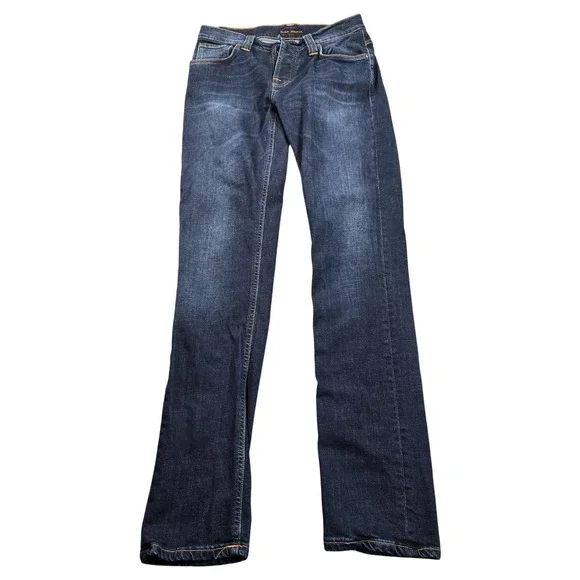 Nudie Grim Tim Jeans Mens 28x32 (tag 31x34) Blue Dark Wash Slim Straight Denim