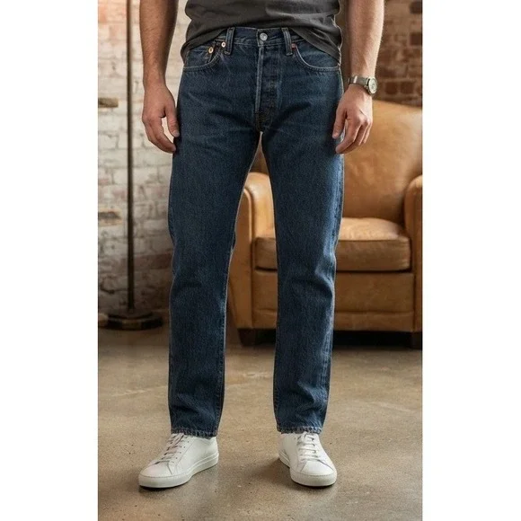 Levi's 505 Regular Fit Men's Denim Jeans 33x34 Medium Blue Straight Leg Like New