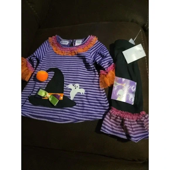 Blueberri boulevard Halloween outfit witch hat ghost size 12 months nwt