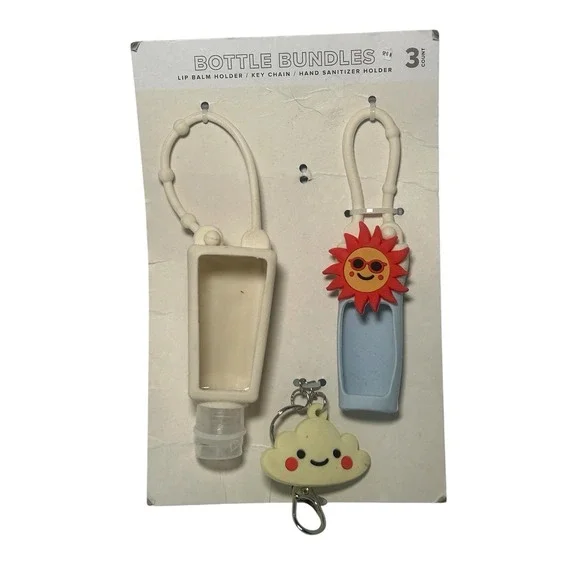 NEW 3 Bottle Bundles Cloud/Sun Lip Balm Holder -Key Chain- Hand Sanitizer Holder