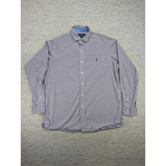 Polo Ralph Lauren Stretch Button Down Shirt Plaid‎ Checkered Long Sleeve L