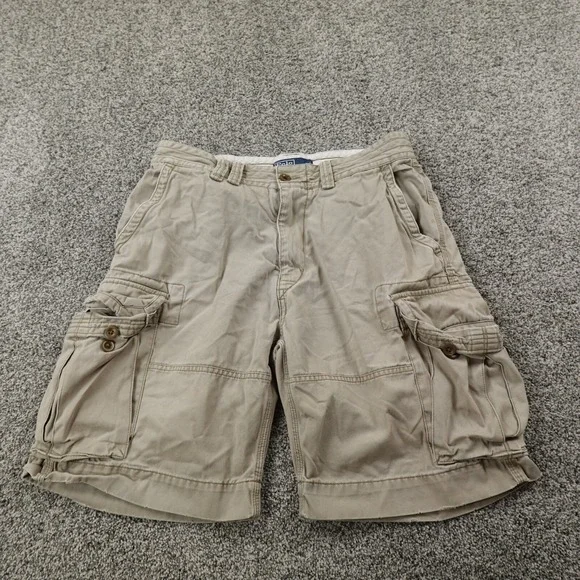 VTG Ralph Lauren Polo Shorts Mens 33 Beige Cargo Utility Hiking Military Outdoor