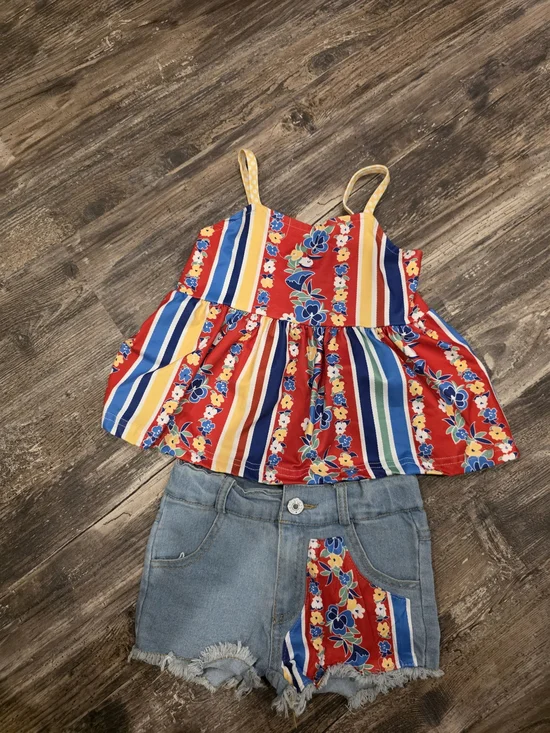 Girls 2T tank and denim jeans set
