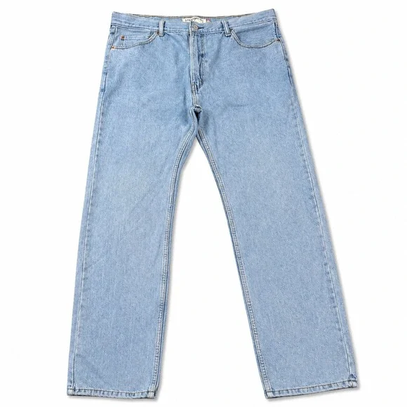 Levis 505 Straight Fit Jeans Mens 40x32 Light Wash Blue Denim Cotton Classic