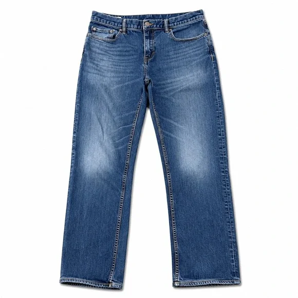 Banana Republic Straight Jeans Mens 33x32 Medium Wash Stretch Denim Blue Classic
