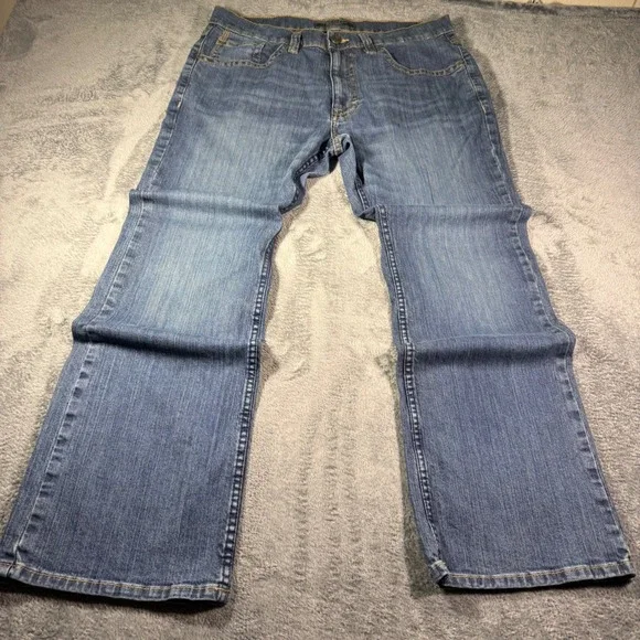 Cody James Mens Straight Leg Western Denim Jeans Medium Wash Blue 35x30