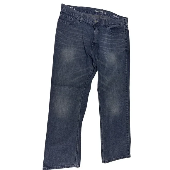 Nautica Relaxed Fit Dark Wash Blue Denim Jeans Mens‎ 40x30 Straight Leg