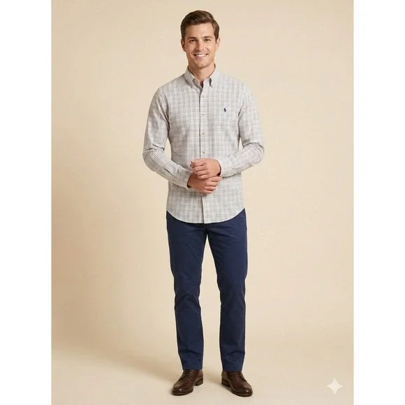 Polo Ralph Lauren Mens Small Tattersall Check Button Down Shirt‎ Multi Color